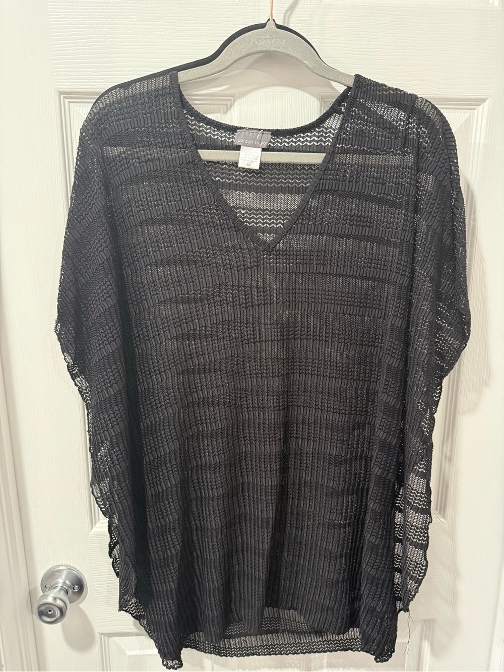 Jordan Taylor Black Open-Knit V-Neck Tunic